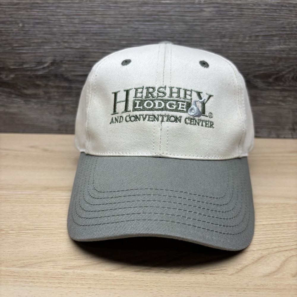 Hershey Lodge Hat Cap Strap Back Mens Tan Gray Hershey PA Resort Souvenir